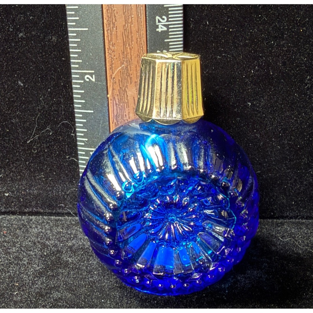 Vintage Avon Heres My Heart Cobalt Blue Glass Perfume Bottle Gold Starburst Cap